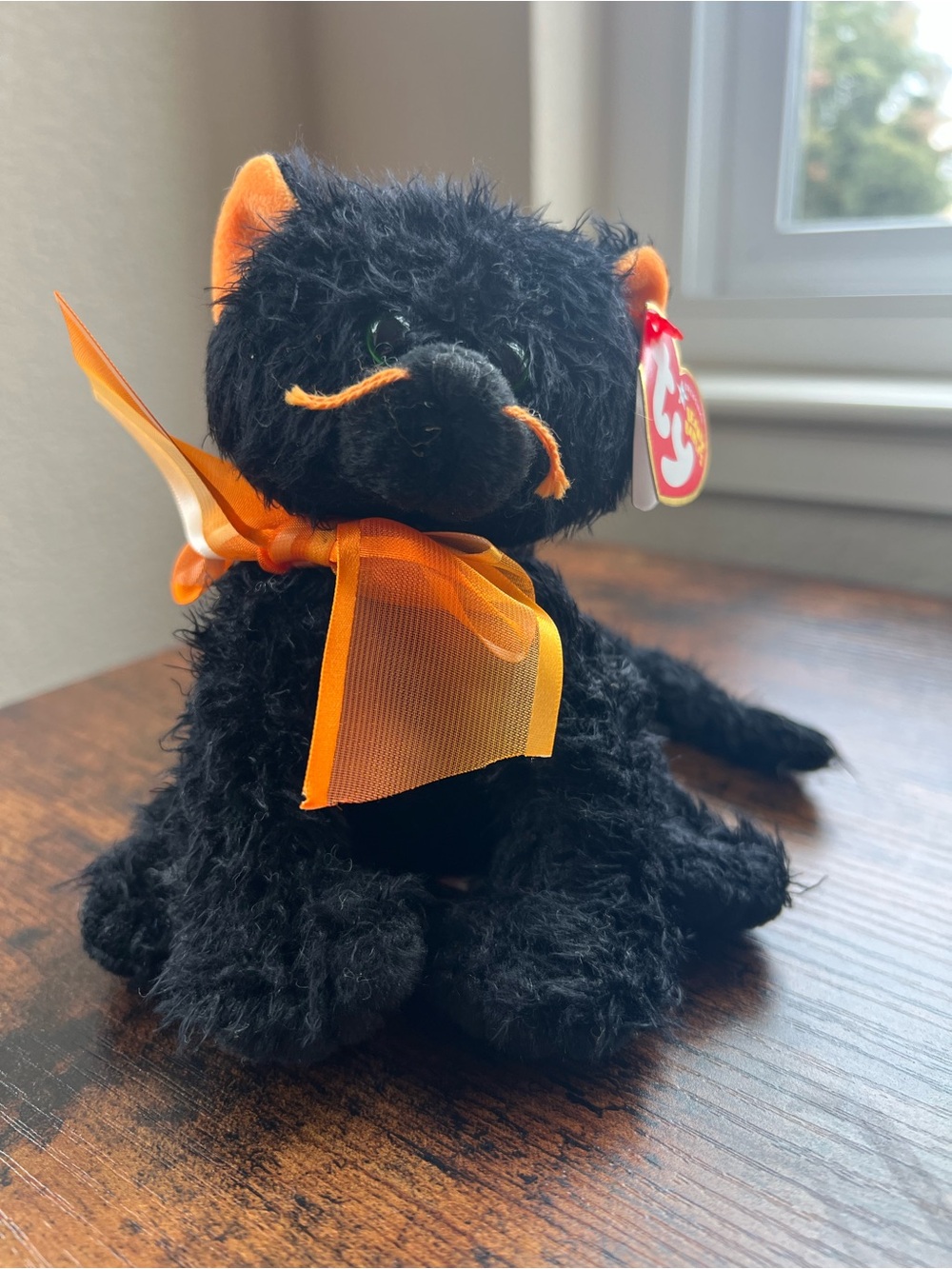 Ty Black Plush Cats with Orange Hats and Bows - Picture 2 of 11